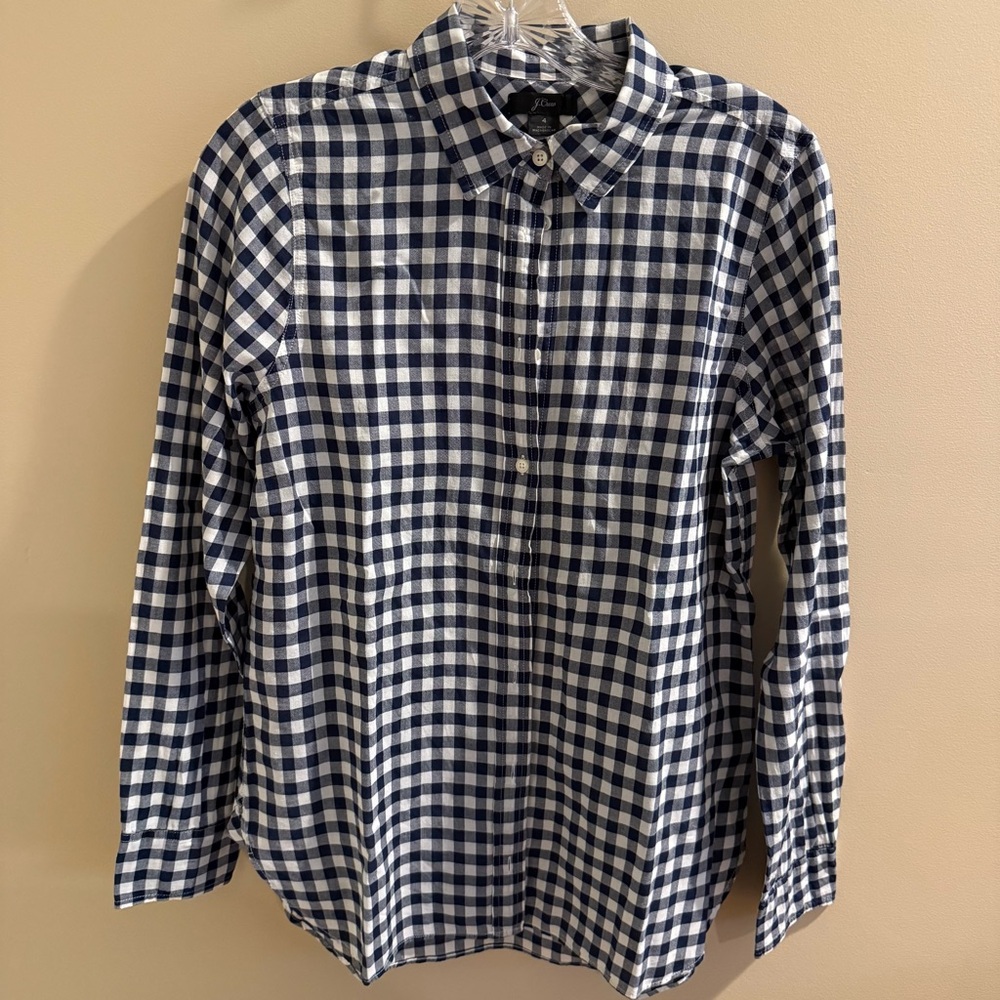 J. Crew Blue and White Casual Button Down Shirt